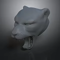 Roaring Gray Panther Head Model With Open Mouth And Sharp Teeth 3d model