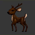 Brown Deer Figurine With White Belly And Spots In Standing Pose On Dark Background