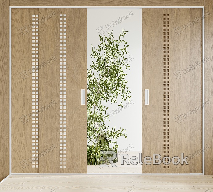 Modern sliding door solid wood sliding door model