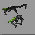 Green Toy Guns with Yellow Decorative Patterns in Two Display Positions 3d model