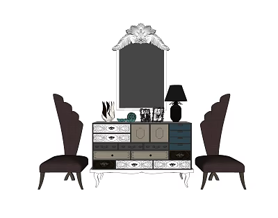 Jianou End View Decorative Cabinet 3d model