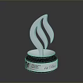Elegant Silver Flame Shaped Trophy With Black Base For Home Decorative Ornament