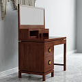 Classic Wooden Dressing Table with Mirror Two Drawers and Gold Handles