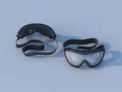 Black Frame And Clear Lens Safety Goggles With Adjustable Straps Design 3d model
