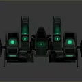 Futuristic Sci Fi Mechanical Structure With Green Glowing Lights And Dark Metallic Body 3d model
