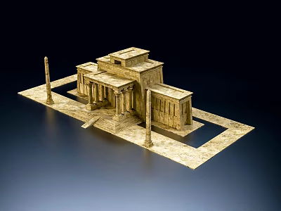 Ancient Architecture Model With Detailed Columns Steps And Symmetrical Design 3d model