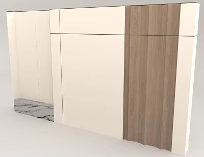 Modern Accent Wall Design With Light Panel And Wood Texture Details 3d model