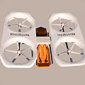 Manned Flying Vehicle With White Body Four Propellers And Orange Seat