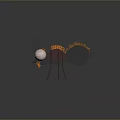 3D Rendered Sci Fi Fantasy Game Movie Character With Large Eyes Red Orange Details