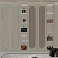 Modern Light Luxury Wardrobe Open Storage Design With Bags Books And Beige Finish