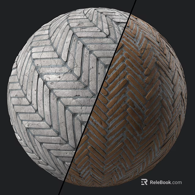 Floor Tiles With Herringbone Pattern Light Gray And Brown Dual Color Design 3d model 