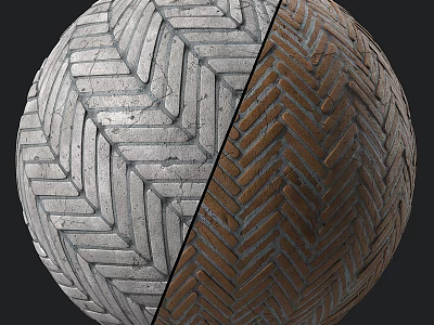 Floor Tiles With Herringbone Pattern Light Gray And Brown Dual Color Design 3d model