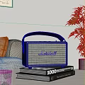 Living Room Interior With Marshall Speaker On Books Sofa And Potted Plant