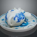 Blue And White Porcelain Tea Set With Teapot Teacup Tray Traditional Pattern