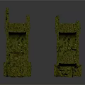 Ancient Moss Covered Stone Pillar Ruins With Various Shapes And Sizes