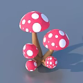 Pink And White Spotted Mushroom Cluster With Brown Stems For Decorative Plant Arrangement
