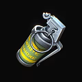 Smoke Grenade Weapon With Yellow Green Cylinder Body Metal Pin And Handle