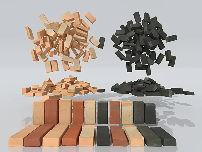 Various Colored Building Bricks In Different Tones For Construction And Decoration 3d model