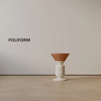 POLIFORM Side Table with Brown Top and White Base in Modern Interior with Wooden Floor 3d model
