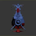 Blue And Red Warship Model 3D Rendering 3d model