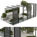 Modern Garden Feature Design With Black Slatted Screens Green Plant Wall And Small Water Pool