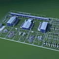 Aerial Planning of Industrial Facility Layout With Multiple Buildings and Green Spaces