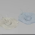 Decorative Garden Ornament With Cream White And Light Blue Flower Shaped Water Splashes