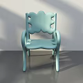 Light Green Modern Leisure Chair With Petal Shaped Backrest And Curved Armrests