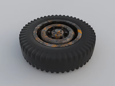 Black Car Tire With Metallic Wheel Rim And Deep Tread Pattern Design 3d model