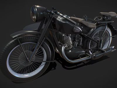 Vintage Black Motorcycle With Classic Design Elements 3d model