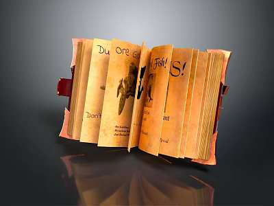Old Open Book With Vintage Yellowed Pages And Text Like Day One Fall 3d model