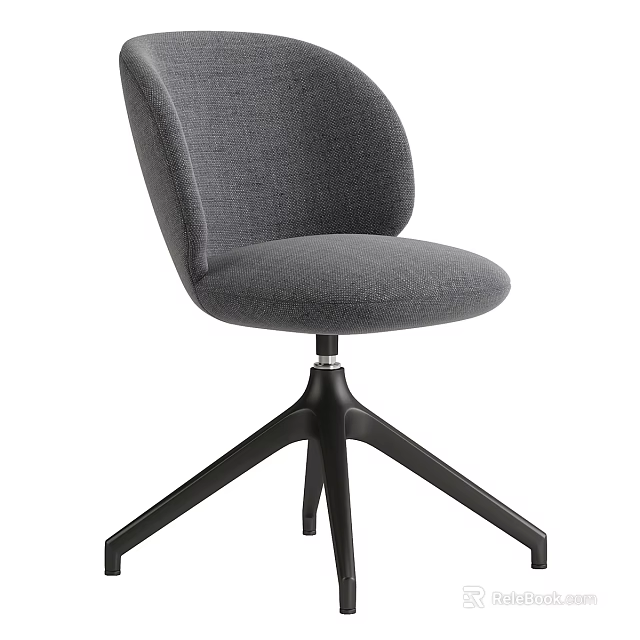 Ergonomic Modern Gray Fabric Office Chair With Swivel Five Star Black Base 3d model 