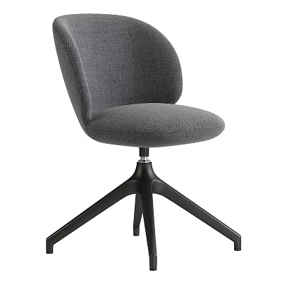 Ergonomic Modern Gray Fabric Office Chair With Swivel Five Star Black Base 3d model