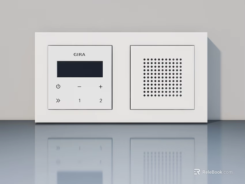 Modern Hinged Door Access Control Device Featuring GIRA Digital Display And Control Panel 3d model 