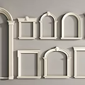 Decorative White Architectural Mouldings With Arch And Rectangular Frame Designs