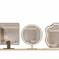 Modern Stylish Mirrors With Square Round Irregular Shapes And LED Lights For Interior Decor 3d model