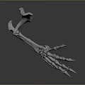 Skeletal Hand Bone Structure 3D Rendered Model with Sharp Claws and Detailed Phalanges on Dark Background
