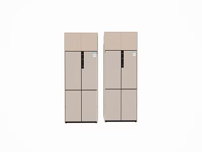 Two Modern Side by Side Multi door Refrigerators In Beige With Sleek Design 3d model