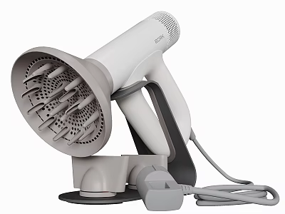Modern White And Gray Hair Dryer With Stand And Sleek Design 3d model