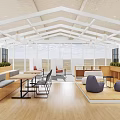 Modern Restaurant Interior Design With Open Layout Wooden Floors Tables Sofas And Green Plants