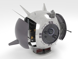 Sci-fi missile drone tech ball 3d model