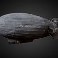 Sleek Gray WARPHANTOM Airship With Military Design And Propellers 3d model