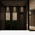 Public Restroom With Modern Wooden Stalls Green Tiles And White Toilet Lighting