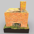 Red Brick Square Stove With Chimney Practical Design For Household Living Supplies