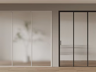Modern sliding door triple linkage sliding door Changhong glass oil sand glass 3d model