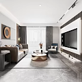 Modern Elegant Living Dining Room Interior Design With Sofa Coffee Table TV And Decorative Art