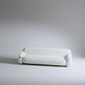 Modern White Three Seater Sofa With Rounded Armrests And Upholstered Design 3d model