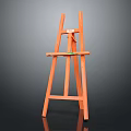 Stable Orange Wooden Easel Standing On Black Background For Art Painting Supplies