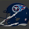 Blue Football Helmet With Red Stripes And Titans Logo For Sports Apparel