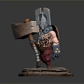 Man in Armor Holding Large Hammer on Patterned Base 3d model